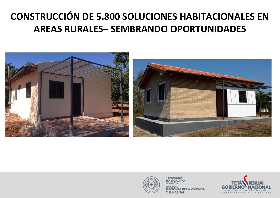 CONSTRUCCIÓN DE 5. 800 SOLUCIONES HABITACIONALES EN AREAS RURALES– SEMBRANDO OPORTUNIDADES 