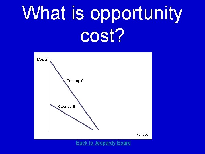 What is opportunity cost? Back to Jeopardy Board 