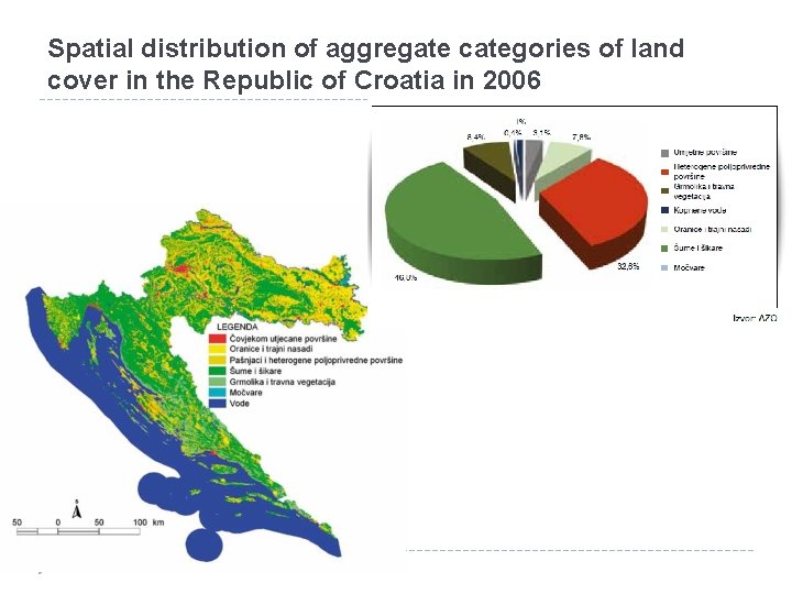 Spatial distribution of aggregate categories of land cover in the Republic of Croatia in