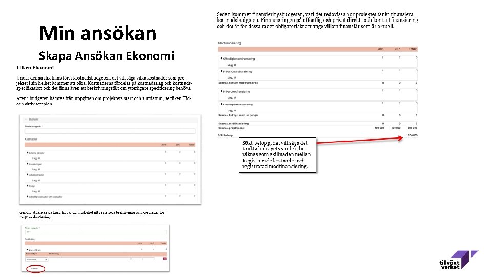Min ansökan Skapa Ansökan Ekonomi 