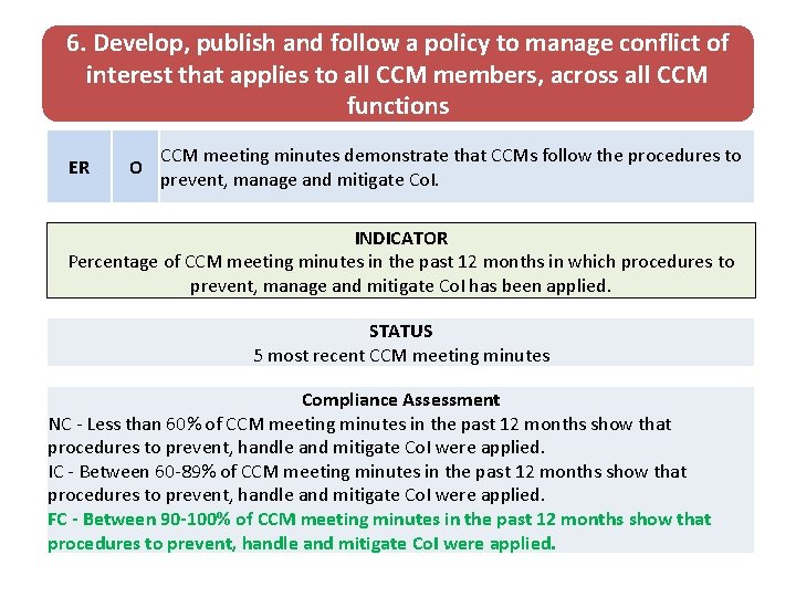 6. Develop, publish and follow a policy to manage conflict of interest that applies