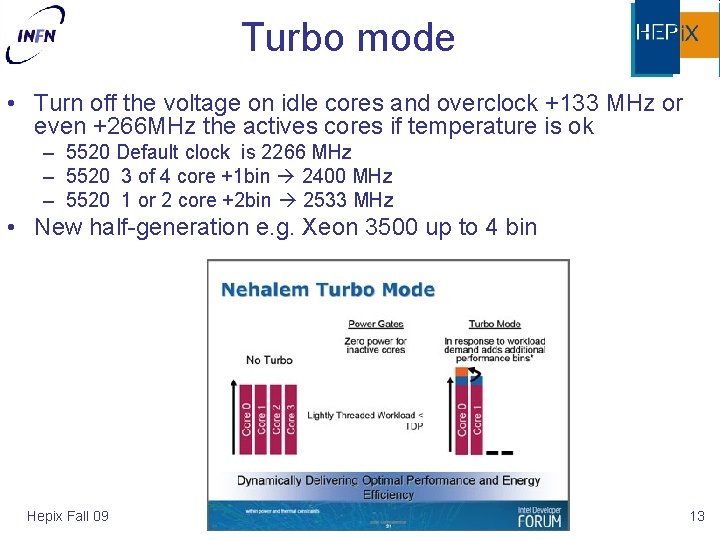Turbo mode • Turn off the voltage on idle cores and overclock +133 MHz