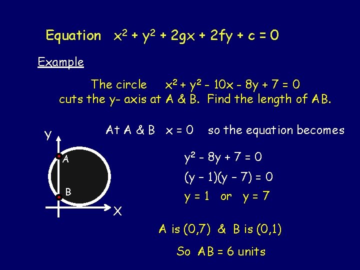 Equation x 2 + y 2 + 2 gx + 2 fy + c