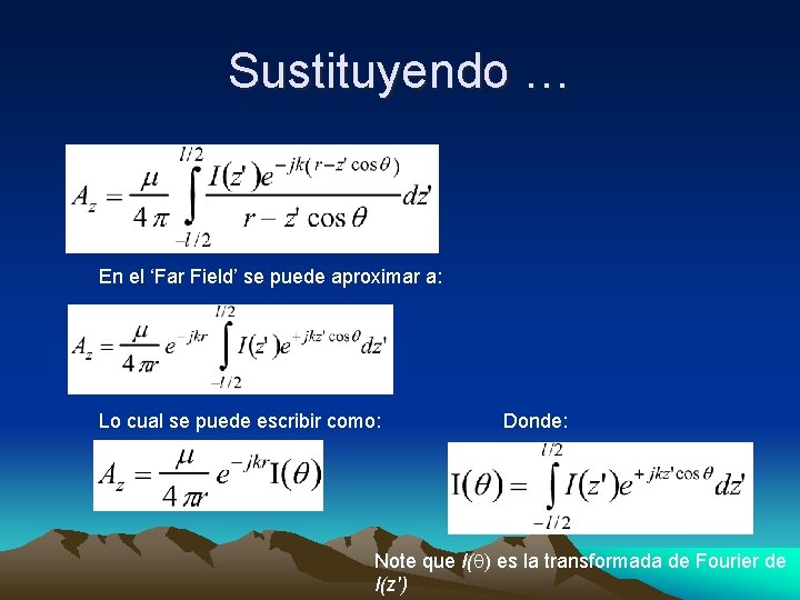 Sustituyendo … En el ‘Far Field’ se puede aproximar a: Lo cual se puede