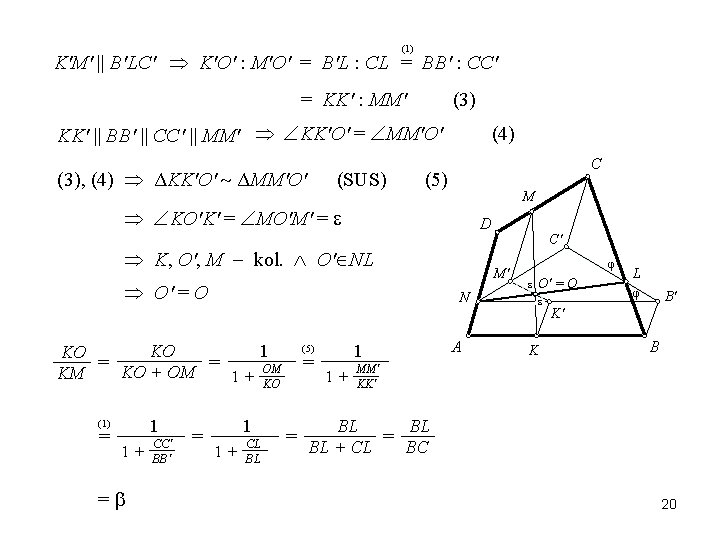 (1) K'M' || B'LC' K'O' : M'O' = B'L : CL = BB' :