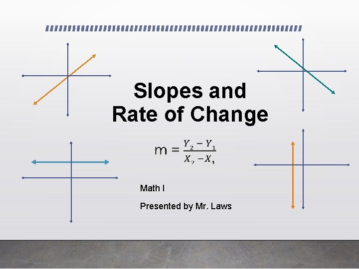 Slopes and Rate of Change Math I Presented by Mr. Laws 