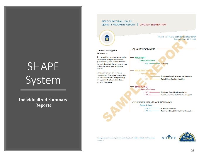 SHAPE System Individualized Summary Reports 26 