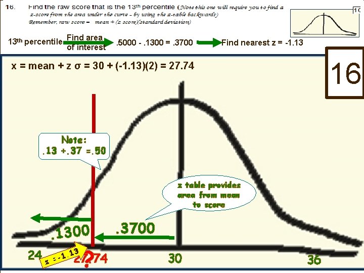 13 th percentile Find area of interest . 5000 -. 1300 =. 3700 Find