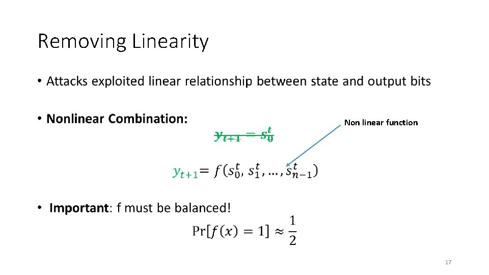 Removing Linearity • Non linear function 17 