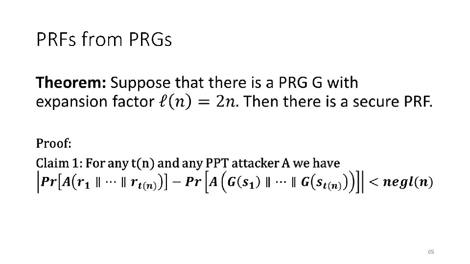 PRFs from PRGs • 65 