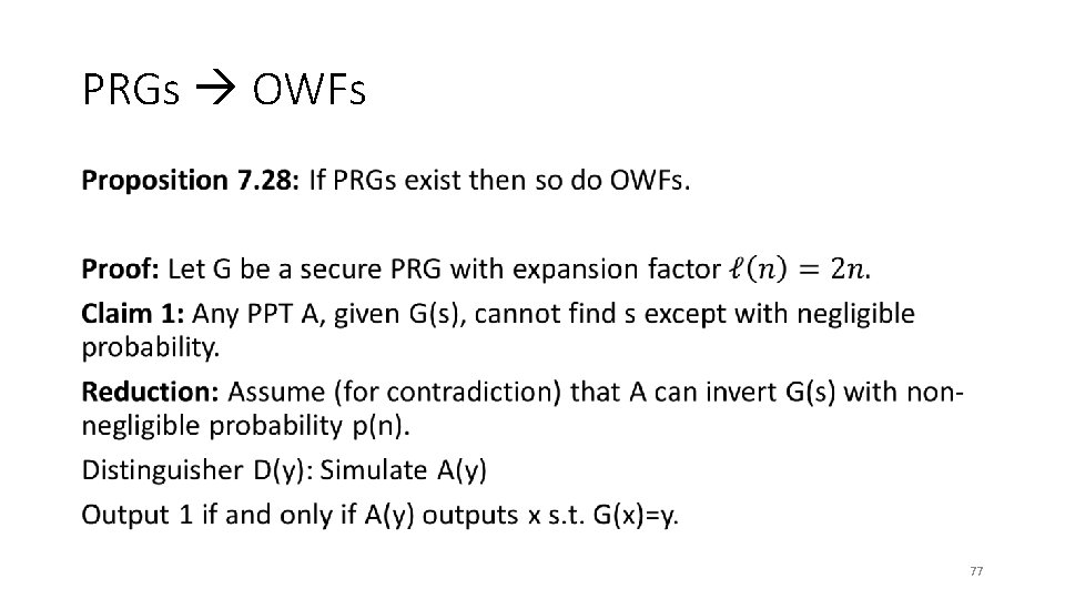 PRGs OWFs • 77 
