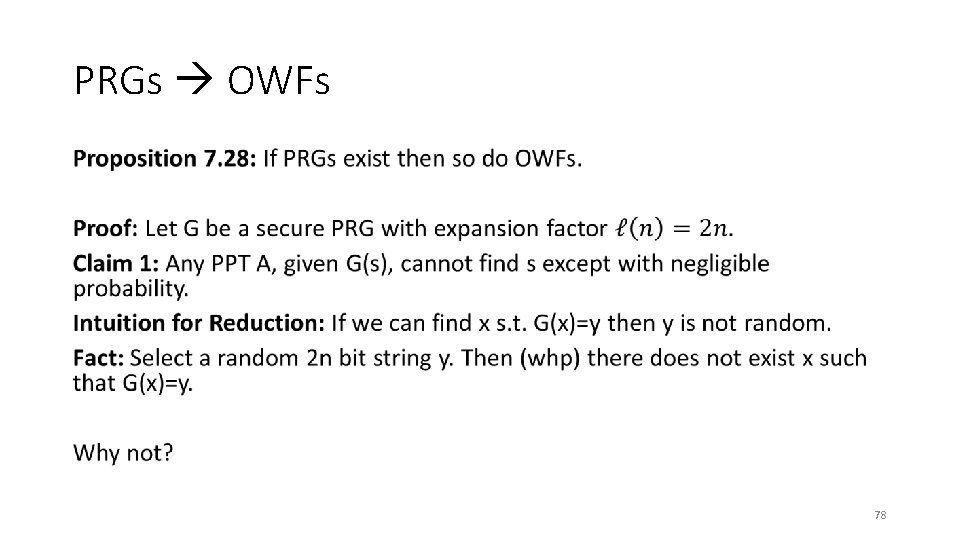 PRGs OWFs • 78 