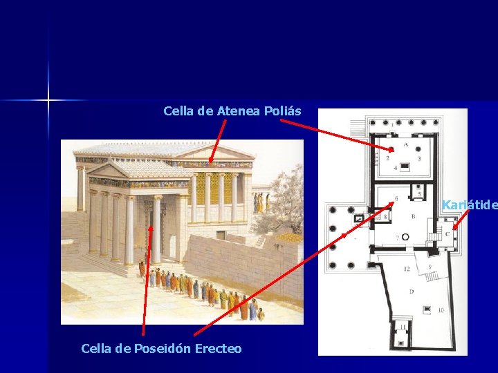 Cella de Atenea Poliás Kariátide Cella de Poseidón Erecteo 