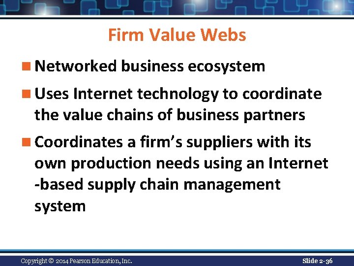 Firm Value Webs n Networked business ecosystem n Uses Internet technology to coordinate the Firm Value Webs n Networked business ecosystem n Uses Internet technology to coordinate the