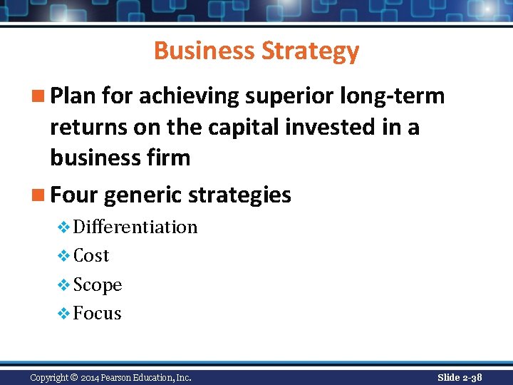 Business Strategy n Plan for achieving superior long-term returns on the capital invested in Business Strategy n Plan for achieving superior long-term returns on the capital invested in