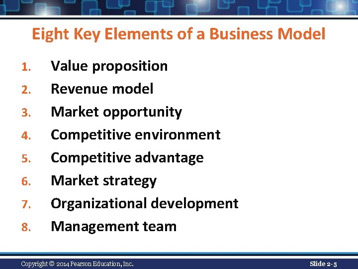Eight Key Elements of a Business Model 1. 2. 3. 4. 5. 6. 7. Eight Key Elements of a Business Model 1. 2. 3. 4. 5. 6. 7.