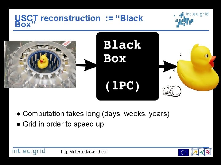 USCT reconstruction : = “Black Box” Computation takes long (days, weeks, years) Grid in