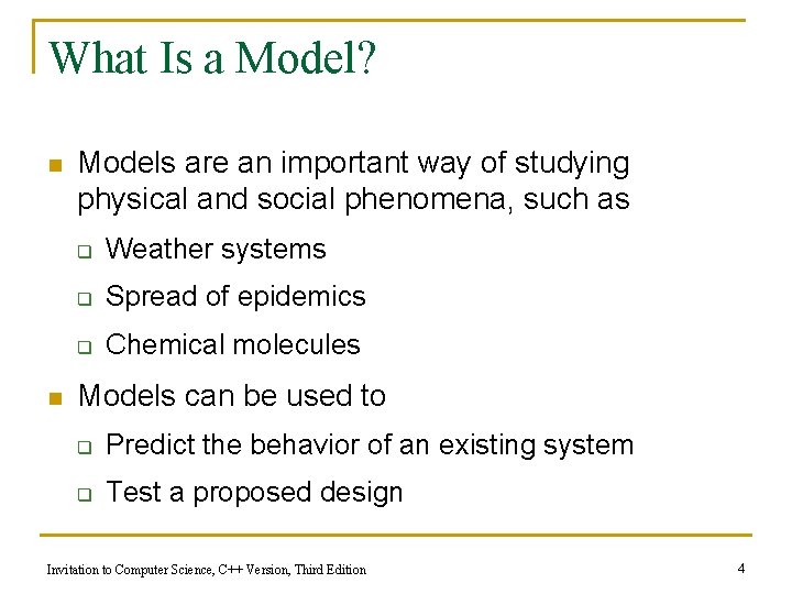 What Is a Model? n n Models are an important way of studying physical What Is a Model? n n Models are an important way of studying physical