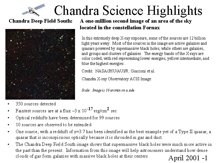 Chandra Science Highlights Chandra Deep Field South: A one-million second image of an area