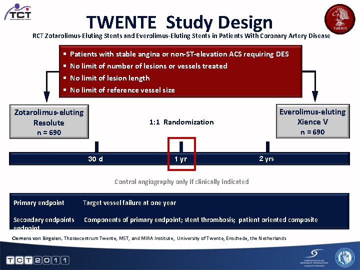 TWENTE Study Design RCT Zotarolimus-Eluting Stents and Everolimus-Eluting Stents in Patients With Coronary Artery