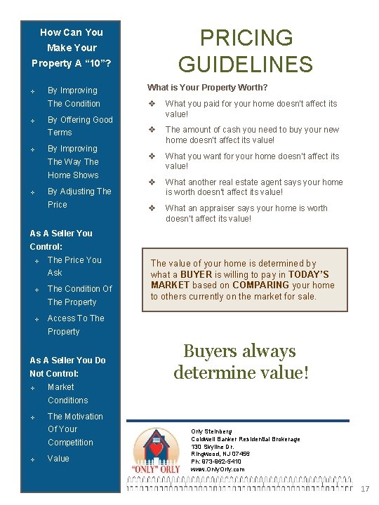 PRICING GUIDELINES How Can You Make Your Property A “ 10”? v v By PRICING GUIDELINES How Can You Make Your Property A “ 10”? v v By