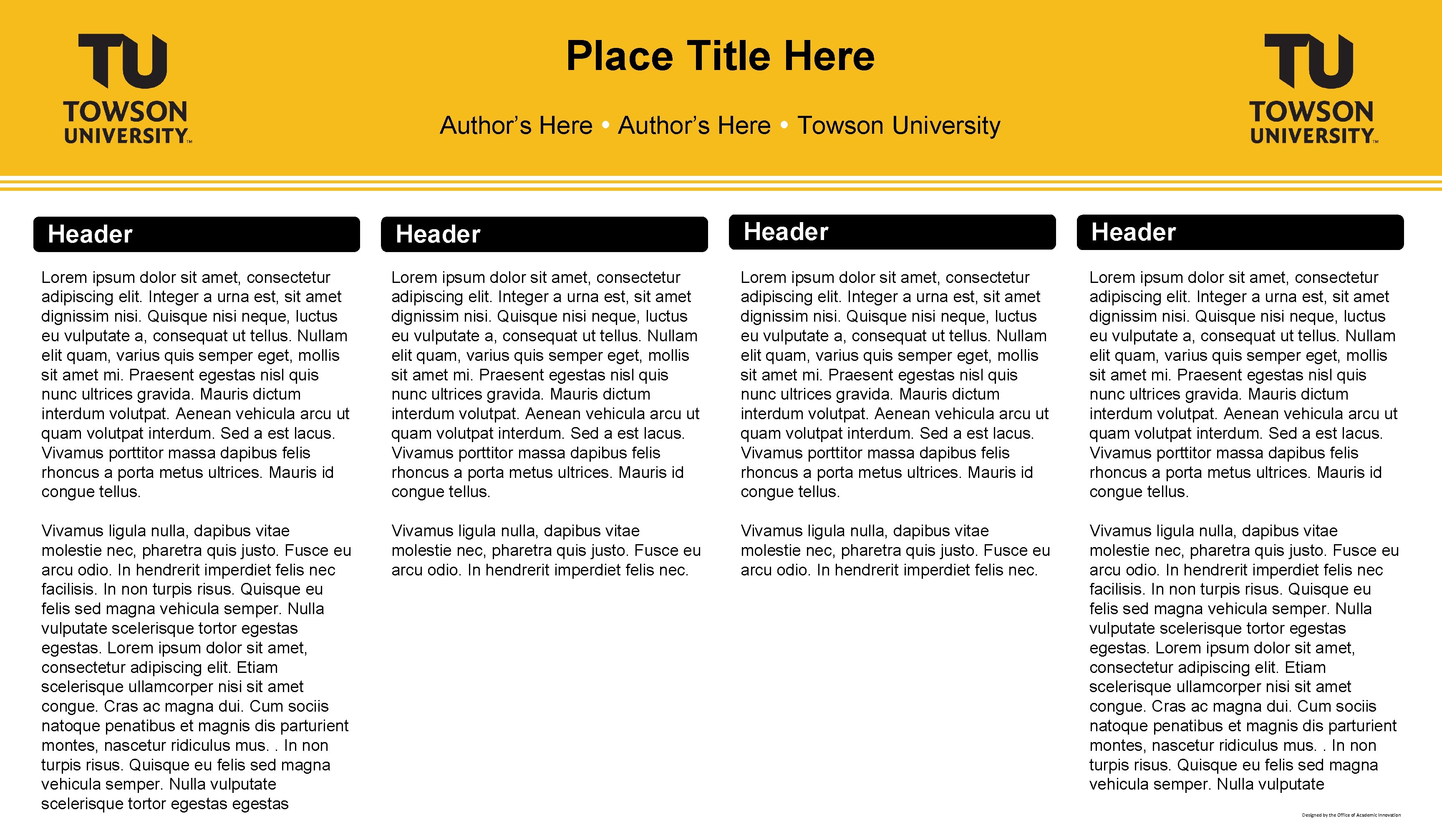 Place Title Here Author’s Here Towson University Header Header Lorem ipsum dolor sit amet,