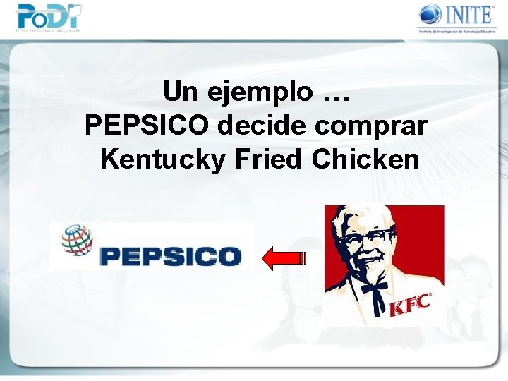 Un ejemplo … PEPSICO decide comprar Kentucky Fried Chicken 