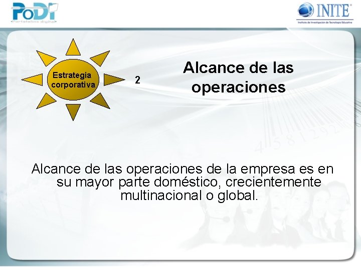 Estrategia corporativa 2 Alcance de las operaciones de la empresa es en su mayor