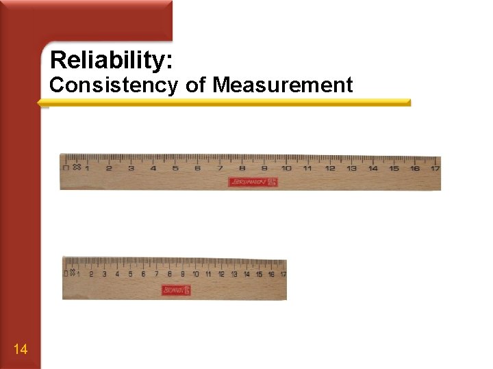 Reliability: Consistency of Measurement 14 