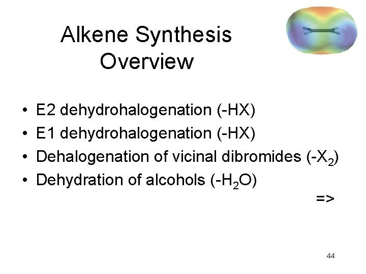 Alkene Synthesis Overview • • E 2 dehydrohalogenation (-HX) E 1 dehydrohalogenation (-HX) Dehalogenation