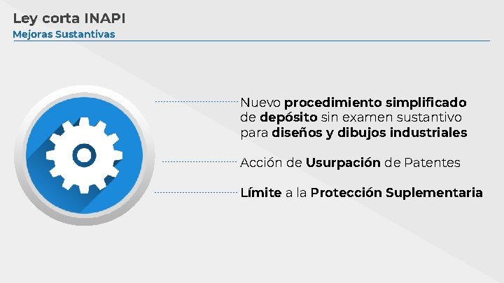 Ley corta INAPI Mejoras Sustantivas Nuevo procedimiento simplificado de depósito sin examen sustantivo para