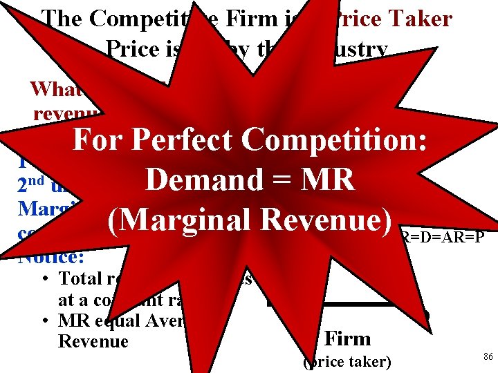 The Competitive Firm is a Price Taker Price is set by the Industry What