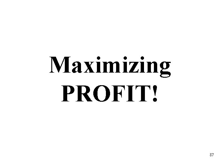 Maximizing PROFIT! 87 