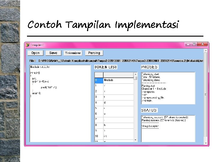 Contoh Tampilan Implementasi 