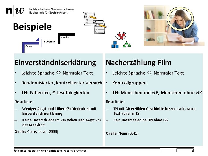 Beispiele Nachher Intervention Vorher Einverständniserklärung Nacherzählung Film • Leichte Sprache Normaler Text • Randomisierter,