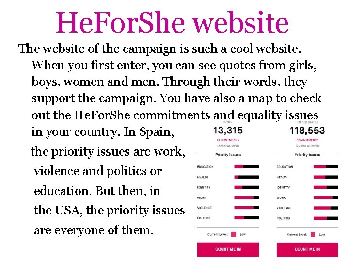 He. For. She website The website of the campaign is such a cool website.