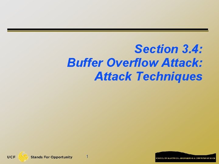 Section 3. 4: Buffer Overflow Attack: Attack Techniques 1 