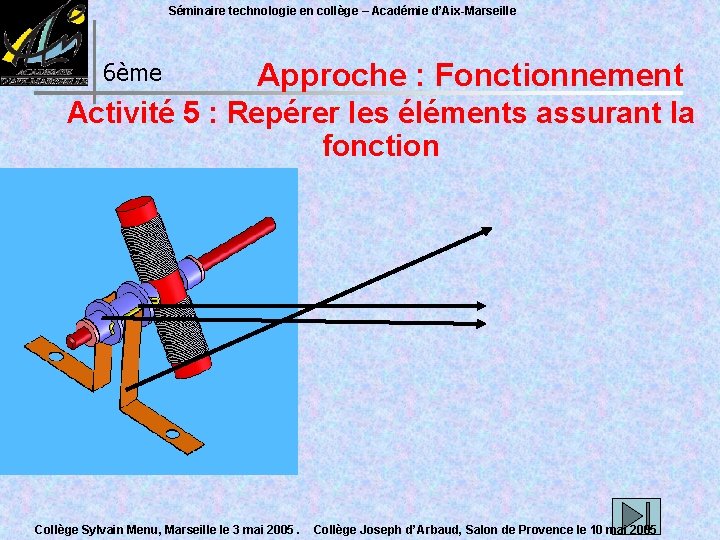 Séminaire technologie en collège – Académie d’Aix-Marseille 6ème Approche : Fonctionnement Activité 5 :