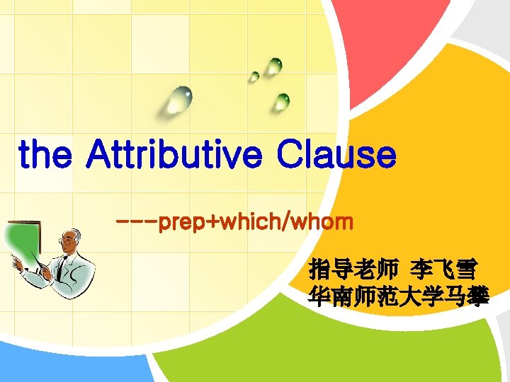the Attributive Clause ---prep+which/whom L/O/G/O 指导老师 李飞雪 华南师范大学马攀 