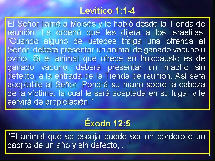 Levítico 1: 1 -4 El Señor llamó a Moisés y le habló desde la Levítico 1: 1 -4 El Señor llamó a Moisés y le habló desde la