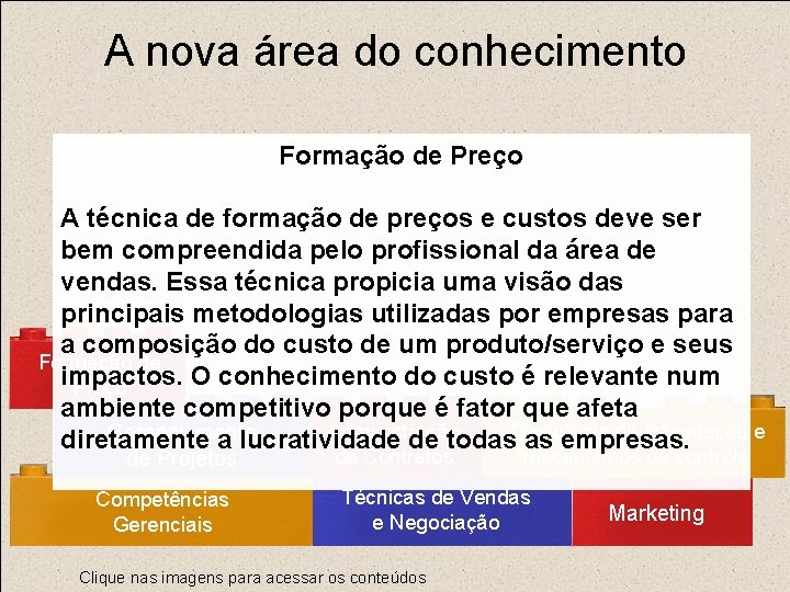 A nova área do conhecimento Formação de Preço A técnica de formação de preços