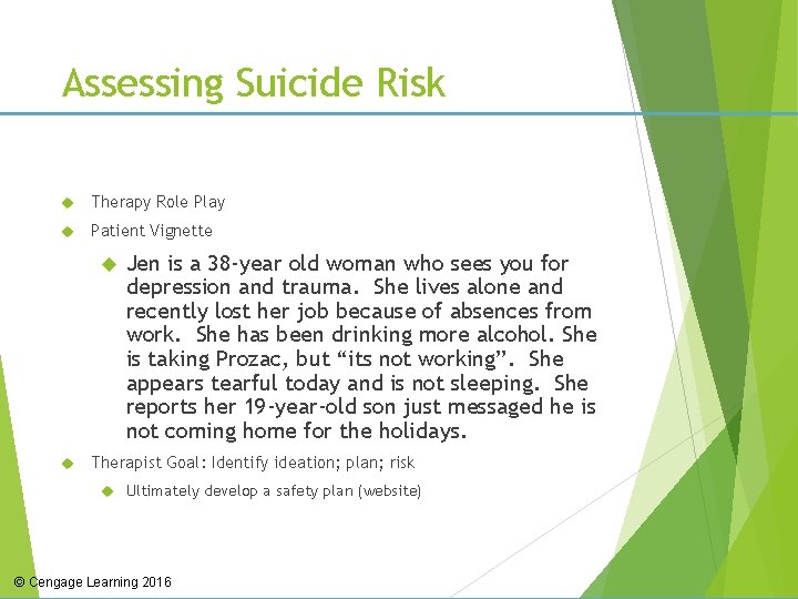 Assessing Suicide Risk Therapy Role Play Patient Vignette Jen is a 38 -year old