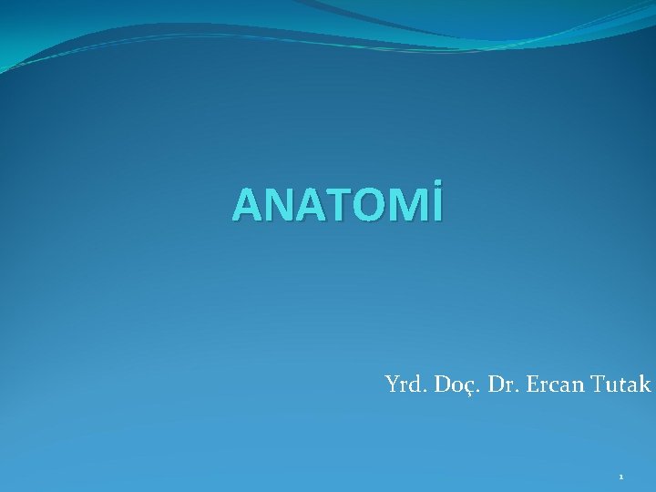 ANATOMİ Yrd. Doç. Dr. Ercan Tutak 1 