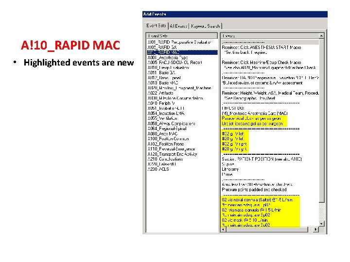 A!10_RAPID MAC • Highlighted events are new 