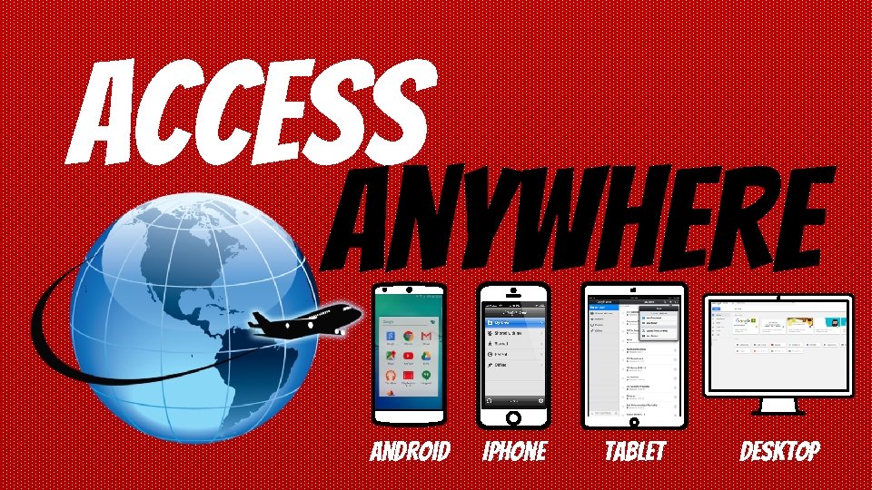 access anywhere Android Iphone Tablet desktop 