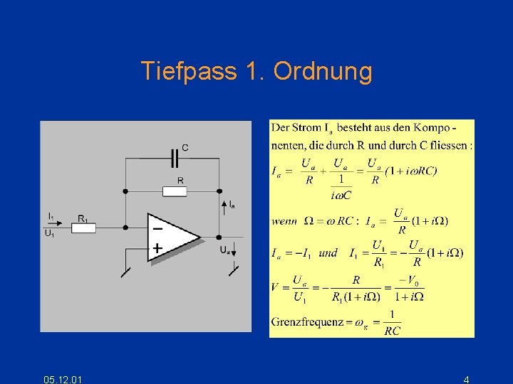 Tiefpass 1. Ordnung 05. 12. 01 4 