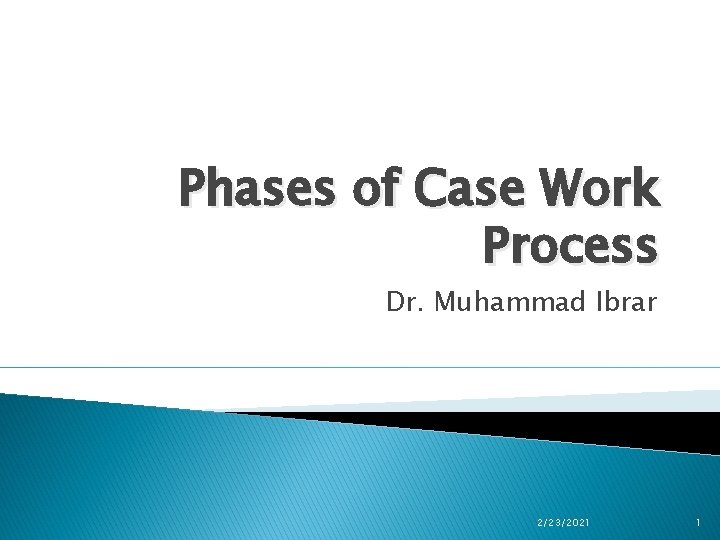 Phases of Case Work Process Dr. Muhammad Ibrar 2/23/2021 1 