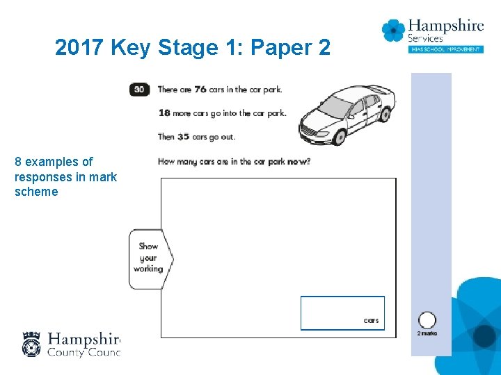 2017 Key Stage 1: Paper 2 8 examples of responses in mark scheme 
