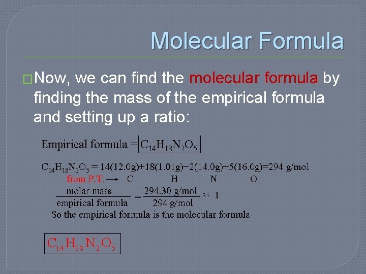 Molecular Formula �Now, we can find the molecular formula by finding the mass of