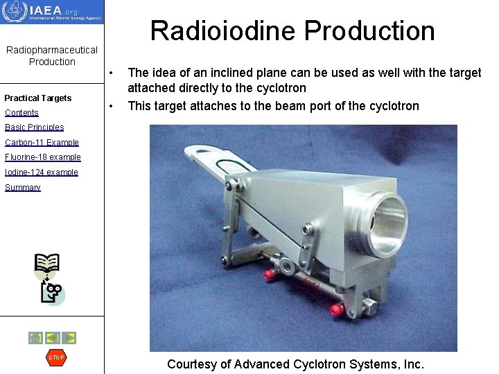 Radiopharmaceutical Production Practical Targets Contents Radioiodine Production • • The idea of an inclined